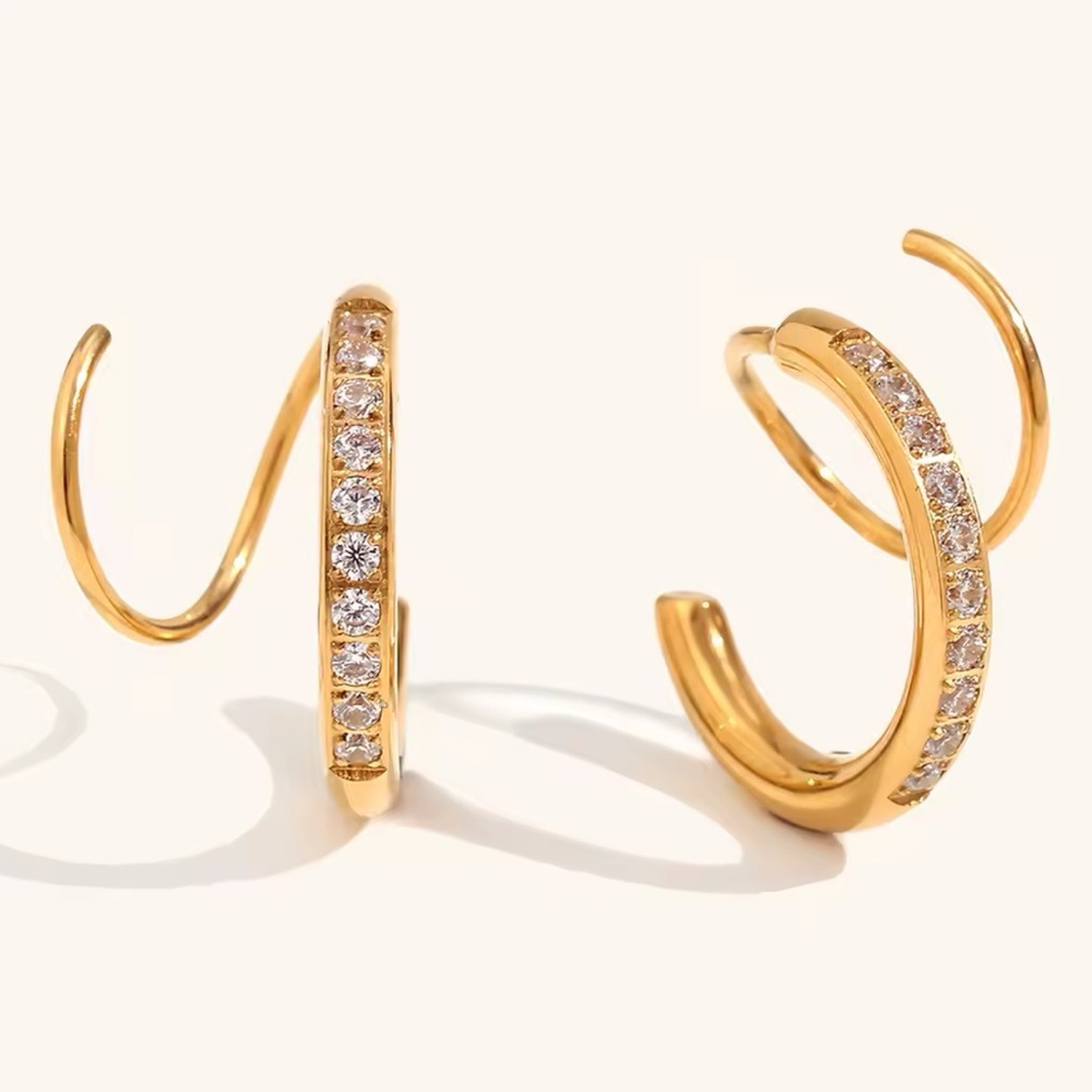 NWOT Elegant Gold Hoop Earrings with Crystals